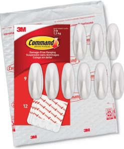 Command Medium Designer Hooks. 9 Hooks and 12 Strips. Damage-Free Hanging Wall Hook with Adhesive Strips. No Tools Great for Hanging. Organization and Storage. Holds up to 3 lb