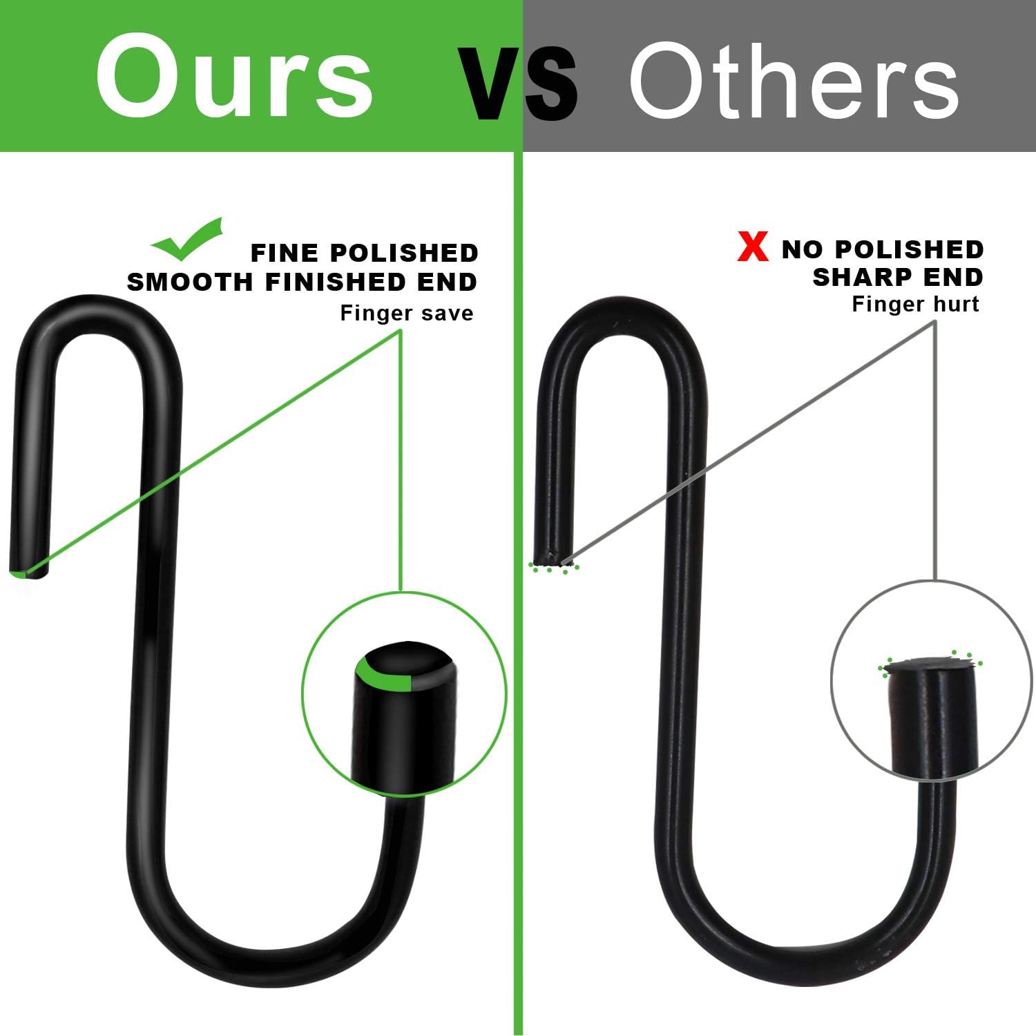 ESFUN 30 Pack 2.4 inches S Hooks for Hanging on Wire Shelves. Black S Shaped Hanging Hooks Hangers Pan Holder Pot Wire Rack Hooks for Kitchenware Spoons Pans Pots Utensils Jeans Bags Towels Plants. - Image 8