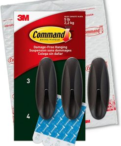 Command Outdoor Large Bronze Hooks. Holds 5 lb. 3 Hooks 4 Strips. Damage-Free. Weather Resistant for Hanging Decor