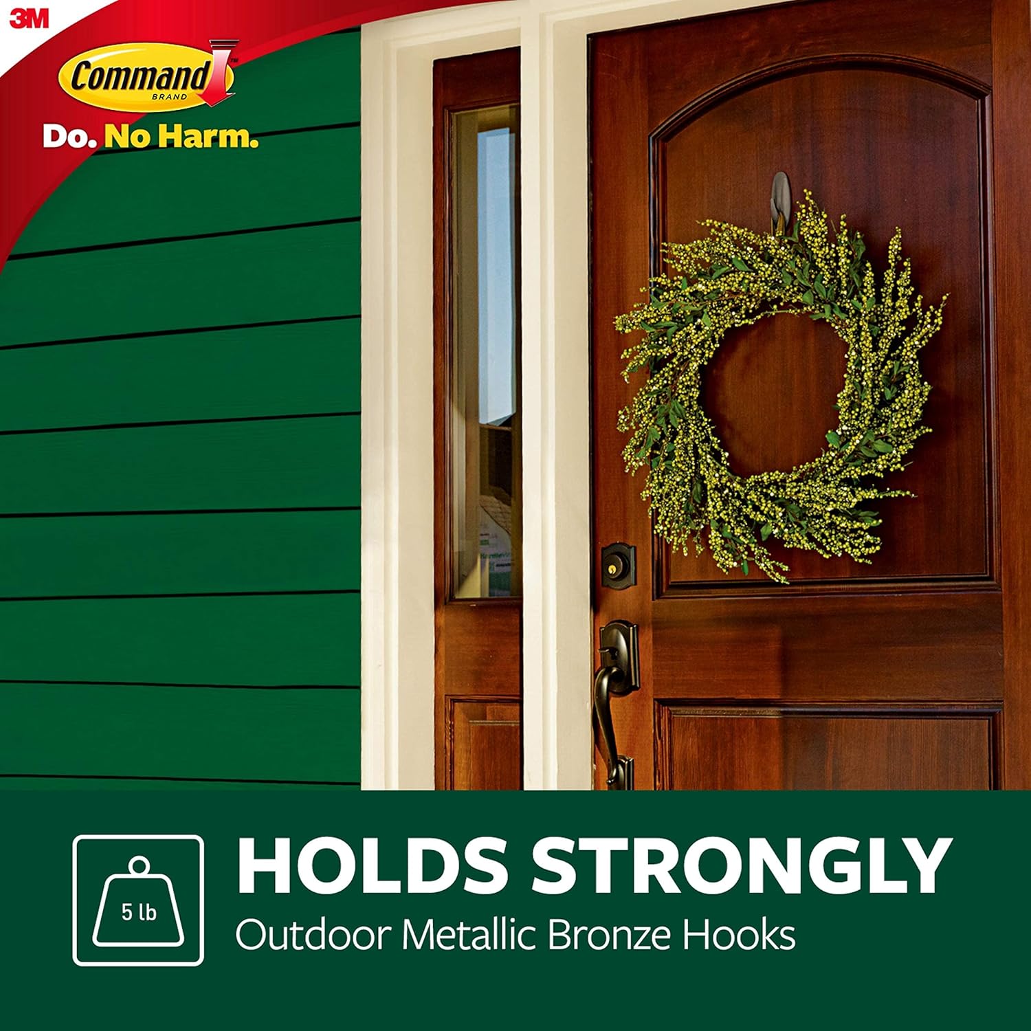 Command Outdoor Large Bronze Hooks. Holds 5 lb. 3 Hooks 4 Strips. Damage-Free. Weather Resistant for Hanging Decor - Image 3
