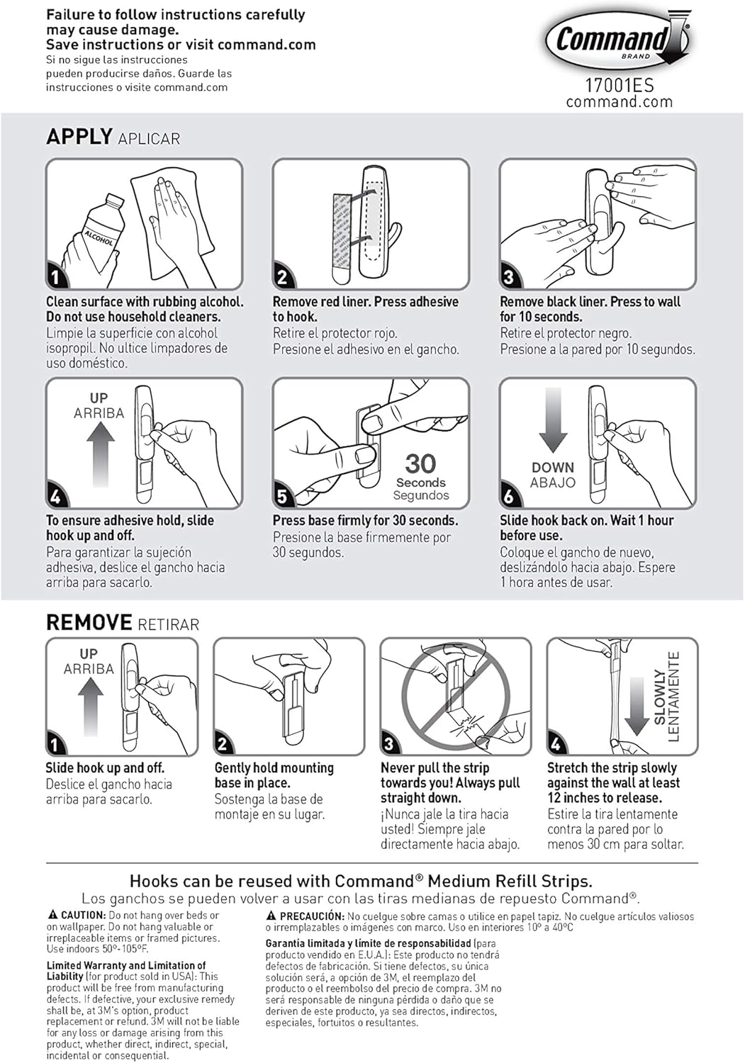 Command Medium Utility Hooks. 20 Hooks and 24 Strips. Damage-Free Hanging Wall Hook with Adhesive Strips. No Tools Great for Hanging. Organization and Storage. Holds up to 3 lb - Image 10