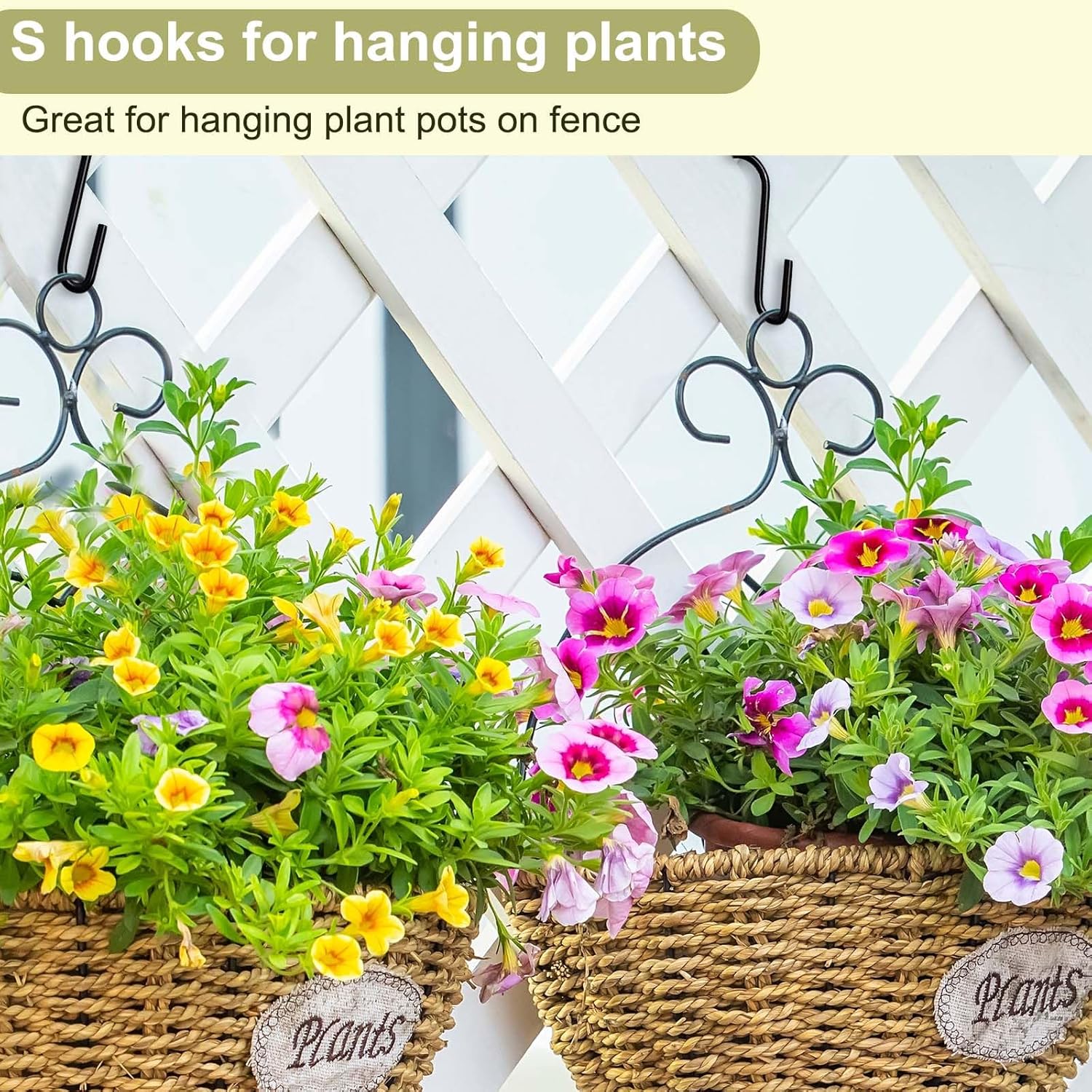 ESFUN 30 Pack 2.4 inches S Hooks for Hanging on Wire Shelves. Black S Shaped Hanging Hooks Hangers Pan Holder Pot Wire Rack Hooks for Kitchenware Spoons Pans Pots Utensils Jeans Bags Towels Plants. - Image 4